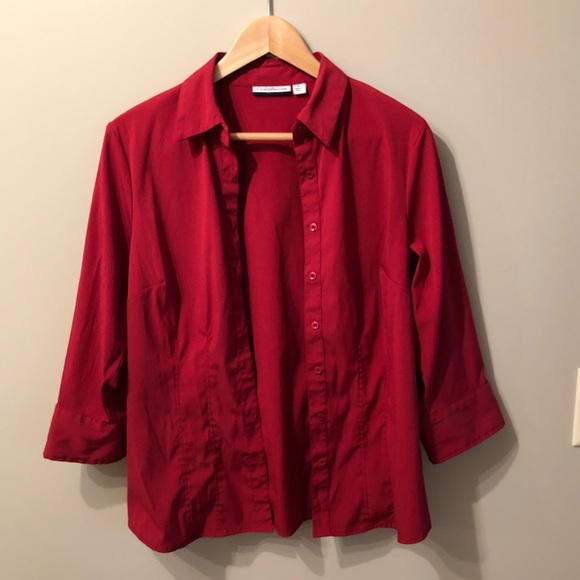 Simple Red Button Down - Picture 4 of 8